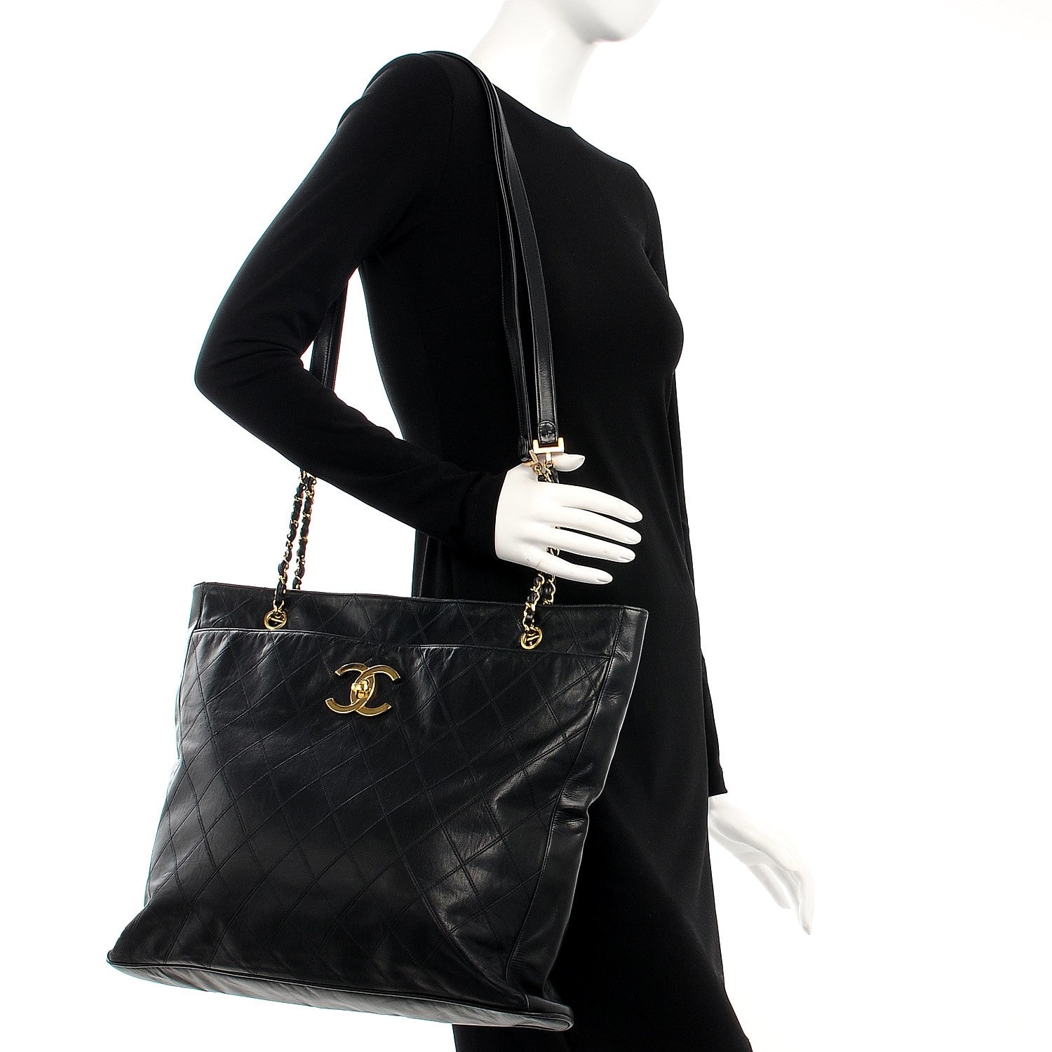 Chanel Lambskin Tote Black 2 of 12