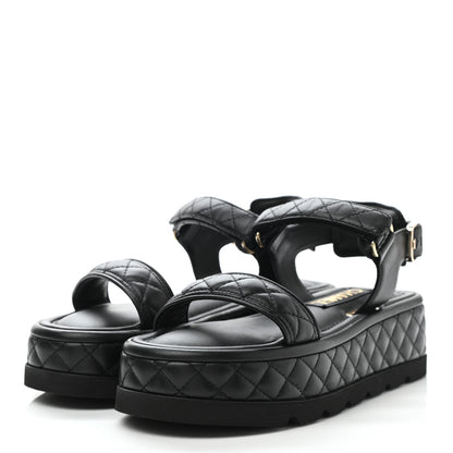Chanel Lambskin Quilted Platform Sandals 36.5 Black 3 of 9
