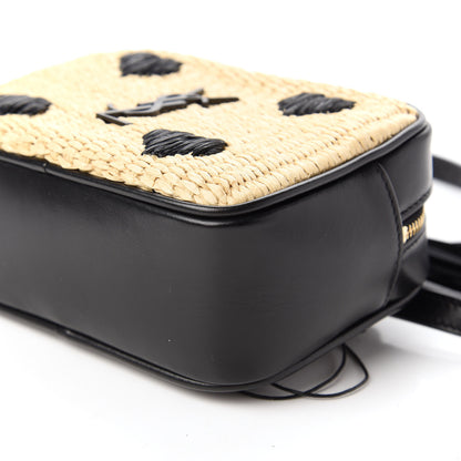 Saint Laurent Raffia Canvas Monogram Lou Heart Belt Bag Beige Black 7 of 10
