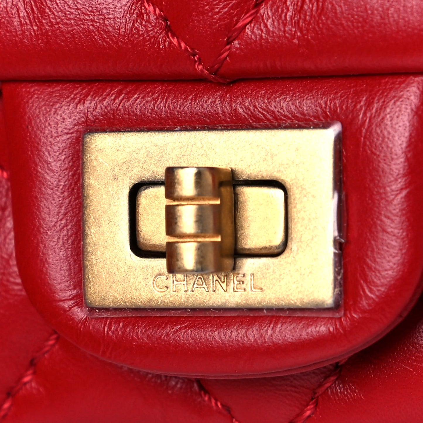 Aged Calfskin Quilted 2.55 Reissue Flap Belt Bag Red
