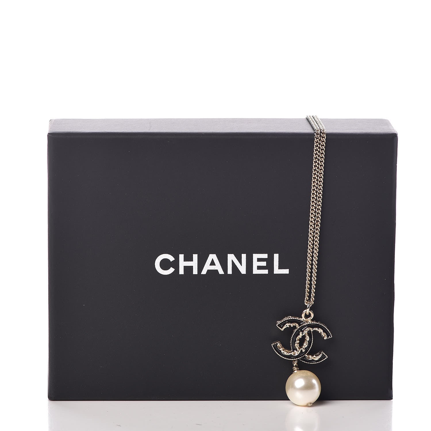 Chanel Enamel CC Baroque Pearl Drop Necklace Black Gold 6 of 6