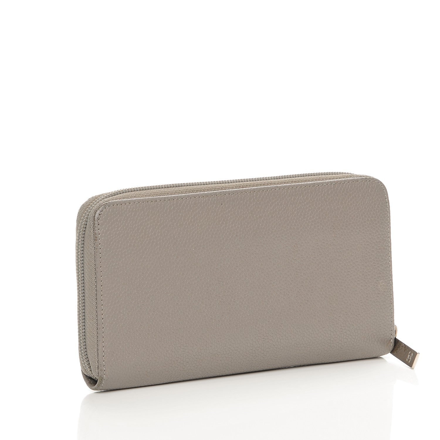Chanel Caviar Large Timeless CC Gusset Zip Around Wallet Light Gray 3 of 14