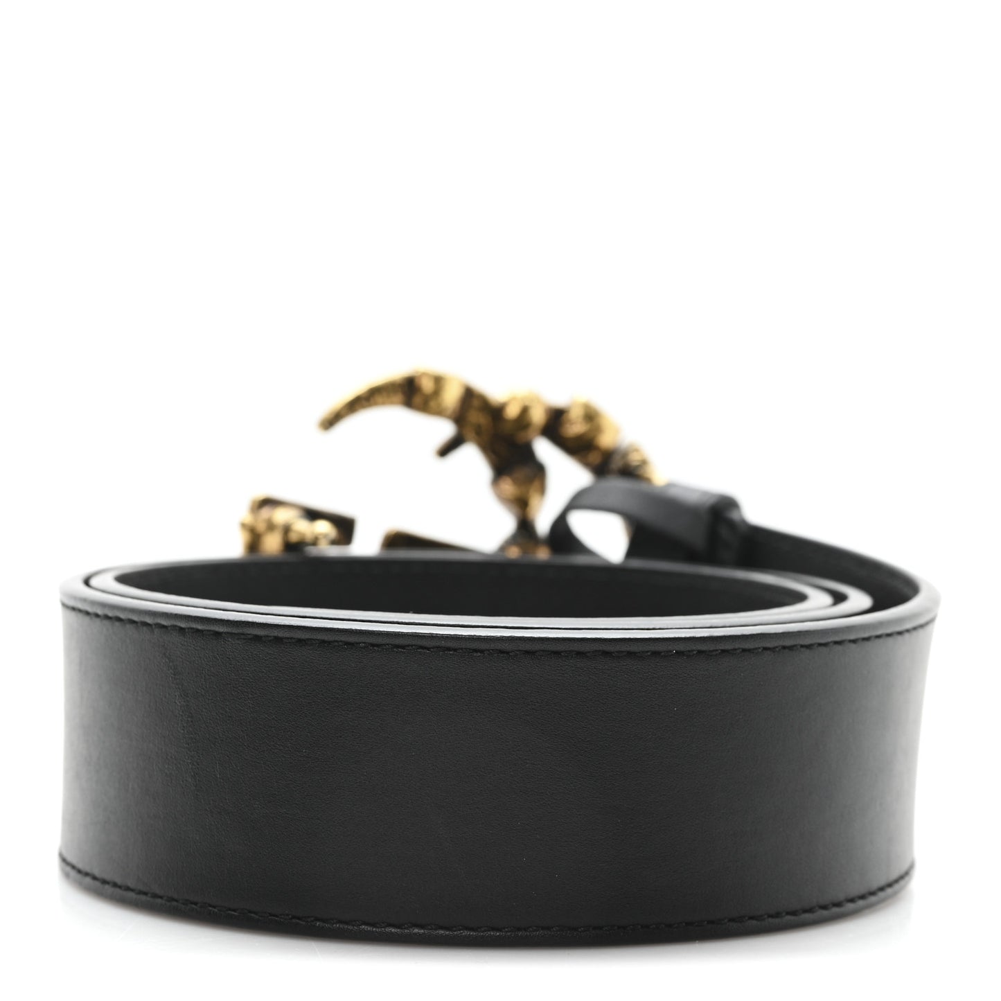 Calfskin Crystal Double G 40mm Belt 80 32 Black Multicolor