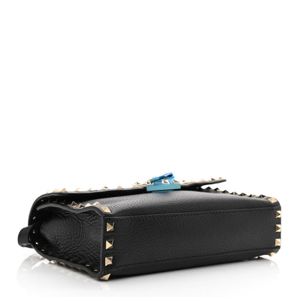 Valentino Garavani Pebbled Calfskin Medium Rockstud Flip Lock Crossbody Bag Black 3 of 8