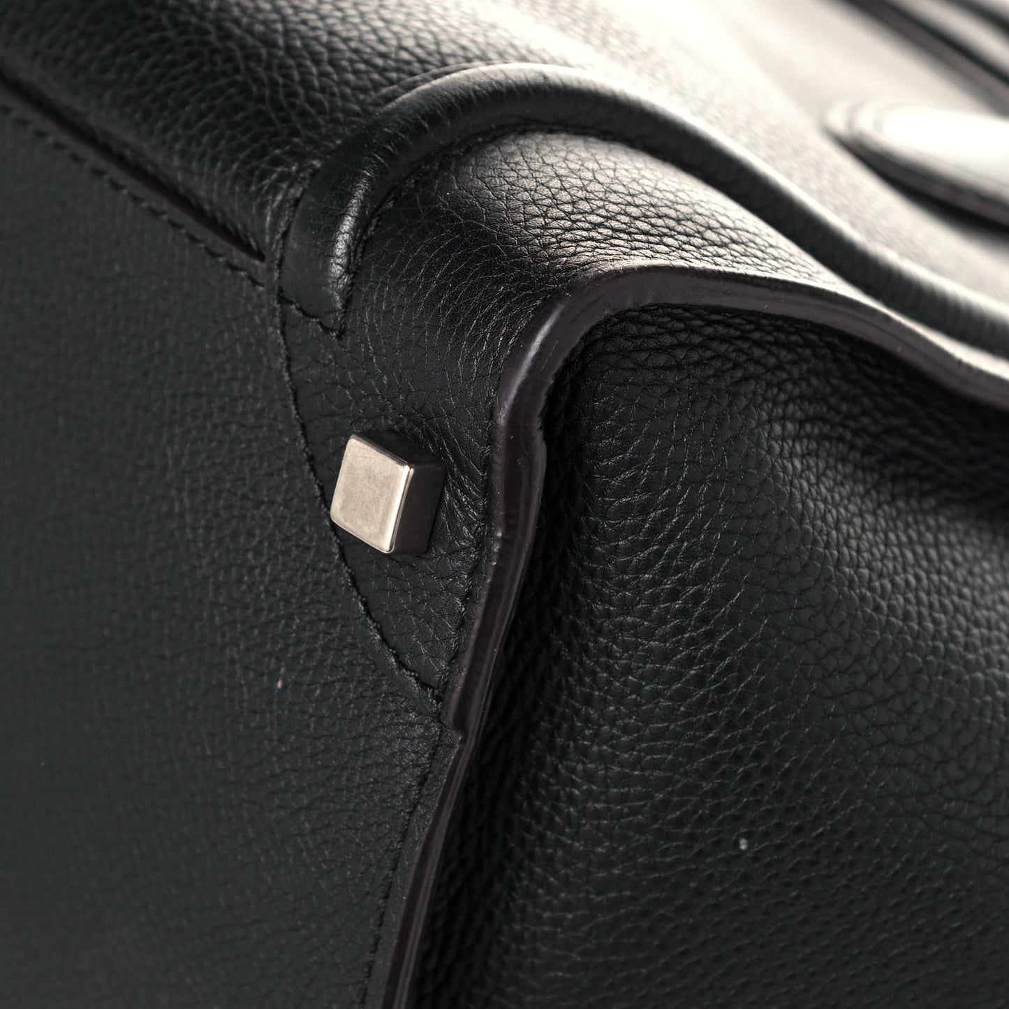 Drummed Calfskin Shoulder Luggage Black