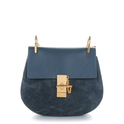 Chloe Suede Smooth Calfskin Drew Shoulder Bag Silver Blue 1 of 8