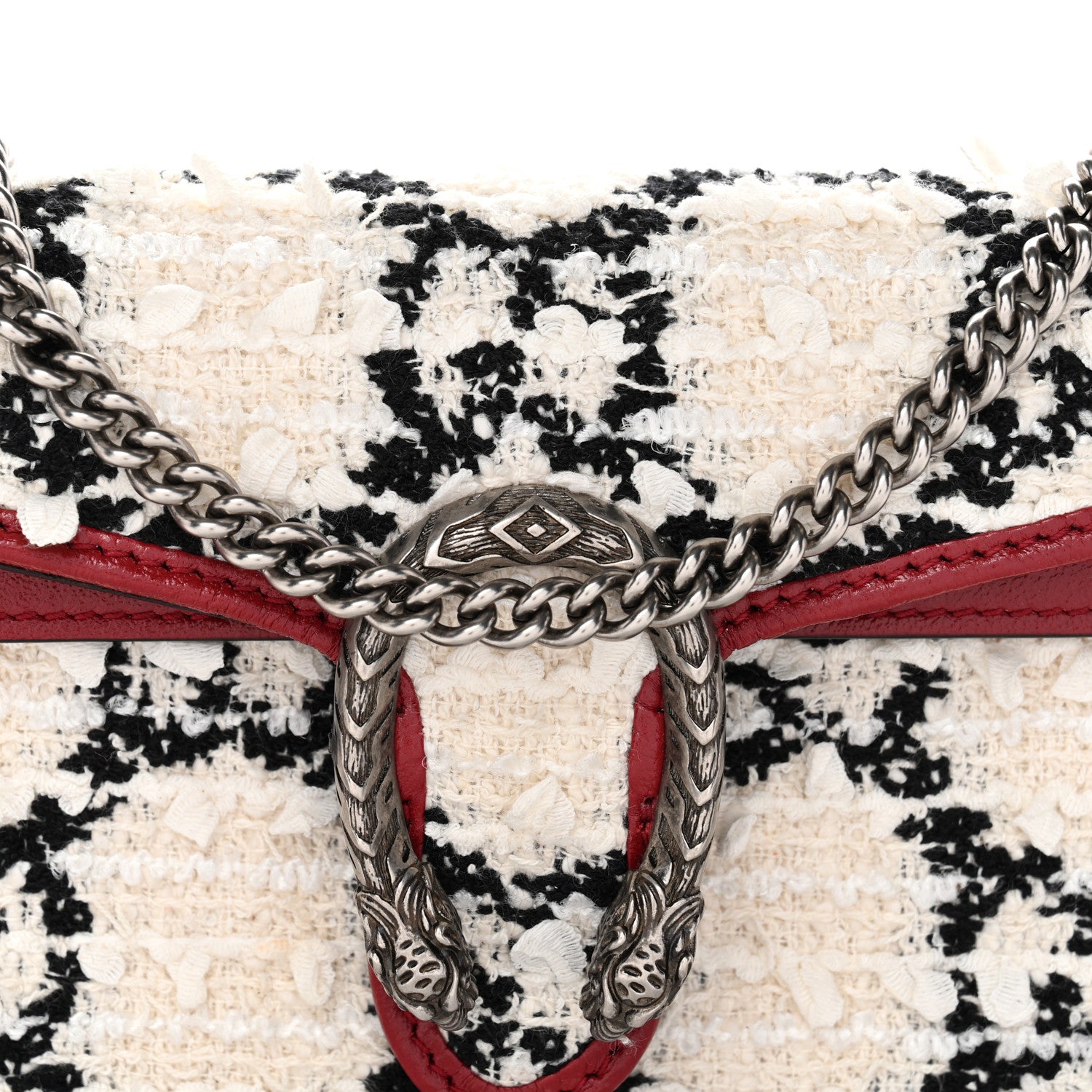 Gucci Tweed GG Monogram Super Mini Dionysus Shoulder Bag White