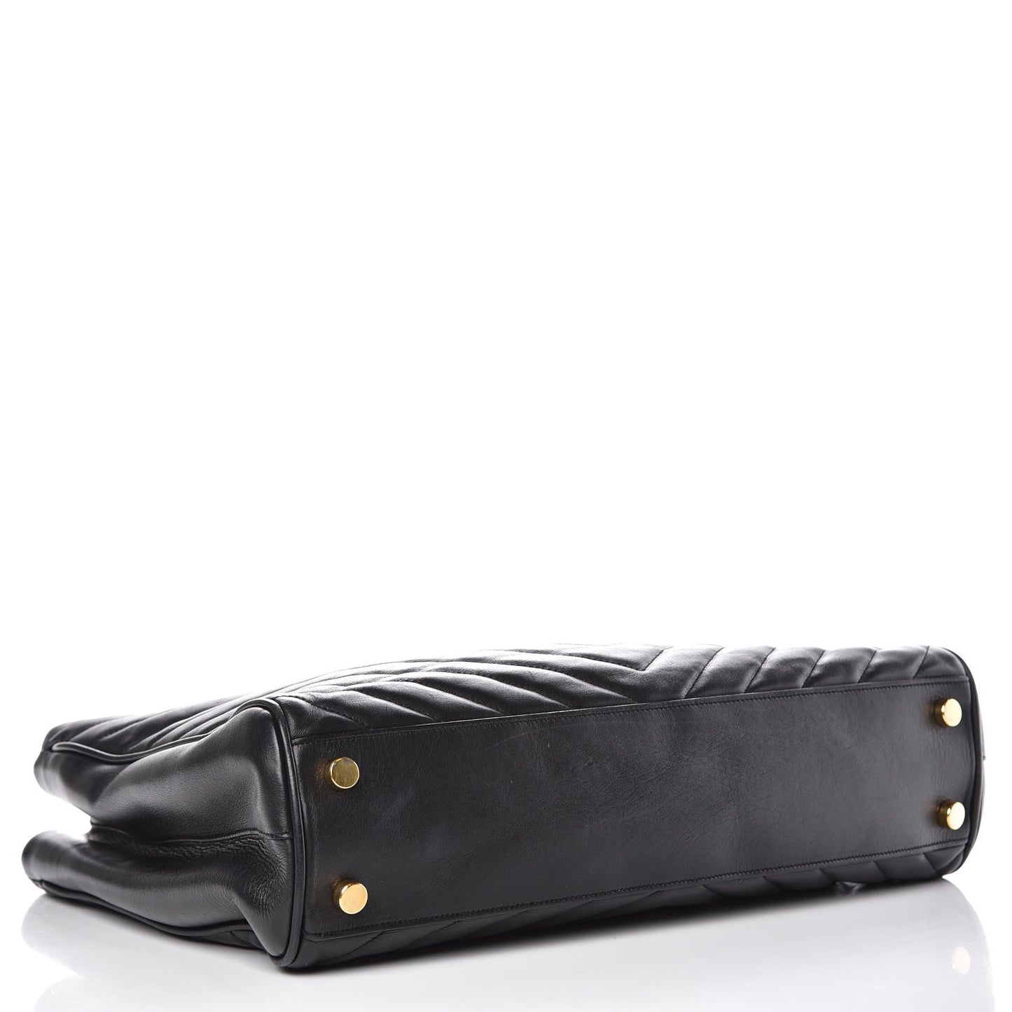Lambskin Matelasse Chevron Monogram Shopping Bag Black