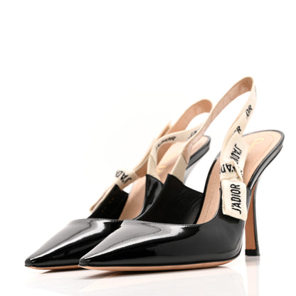 Christian Dior Patent Ribbon J'Adior Slingback 100mm Pumps 39 Black 4 of 13