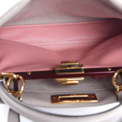 Fendi Vitello Seta Shiny Nappa Medium Peekaboo Iconic Satchel Grigio Polvere Bois de Rose 7 of 9