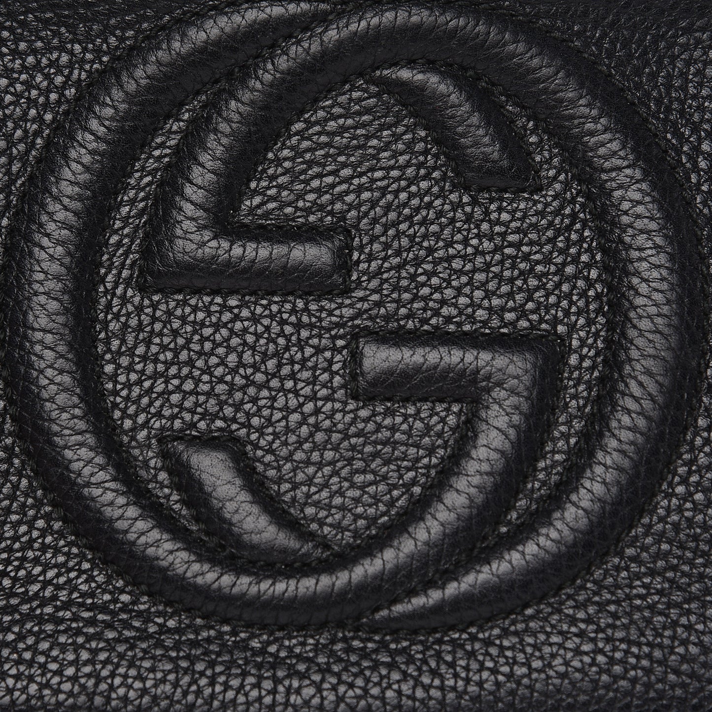 Pebbled Calfskin Small Soho Disco Bag Black