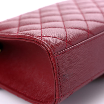 Saint Laurent Grain De Poudre Textured Mixed Matelasse Triquilt Small Monogram Satchel Red 10 of 13