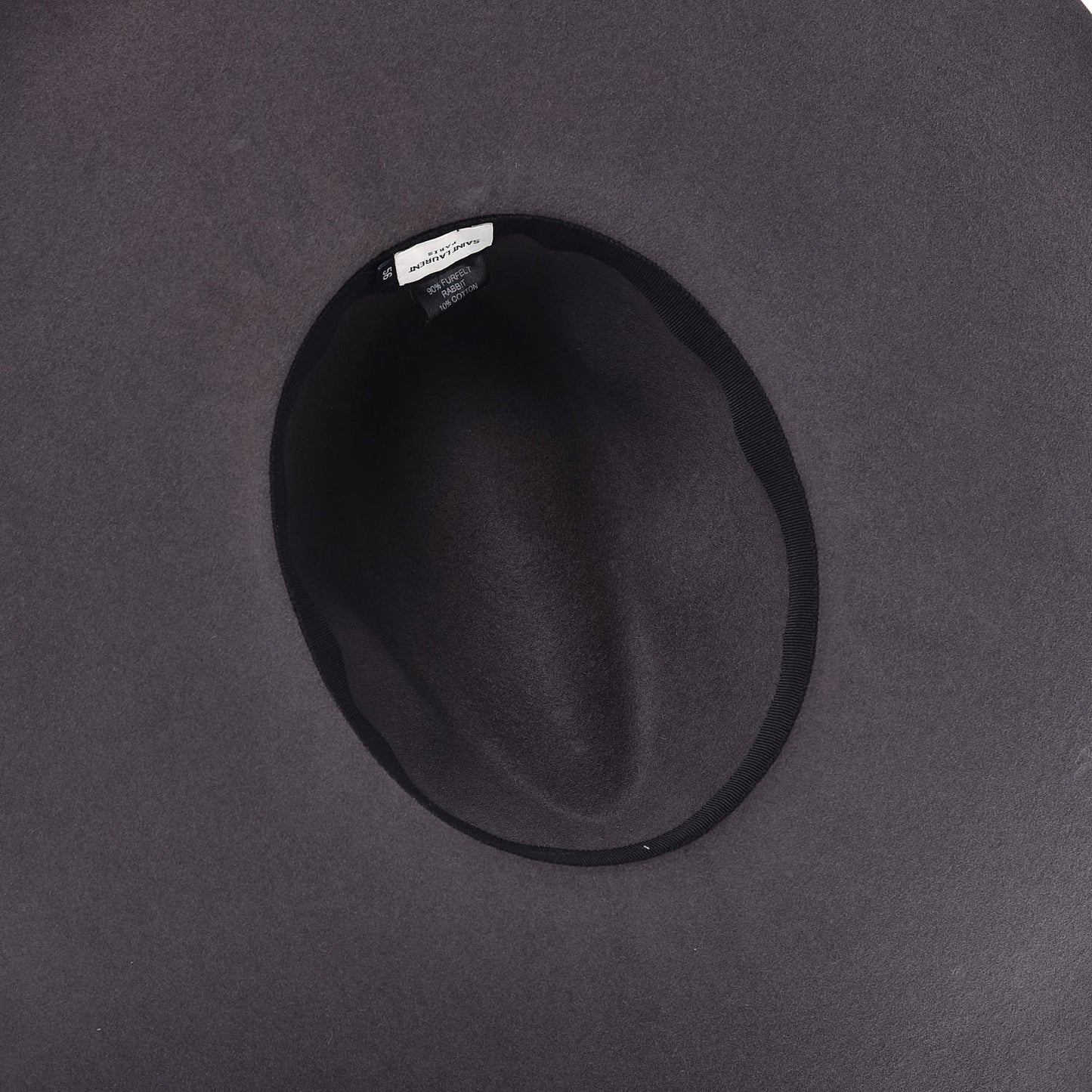 Rabbit Fur Felt Wide Brim Hat 56 Gray