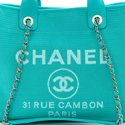 Chanel Mixed Fibers Small Deauville Tote Turquoise 8 of 10