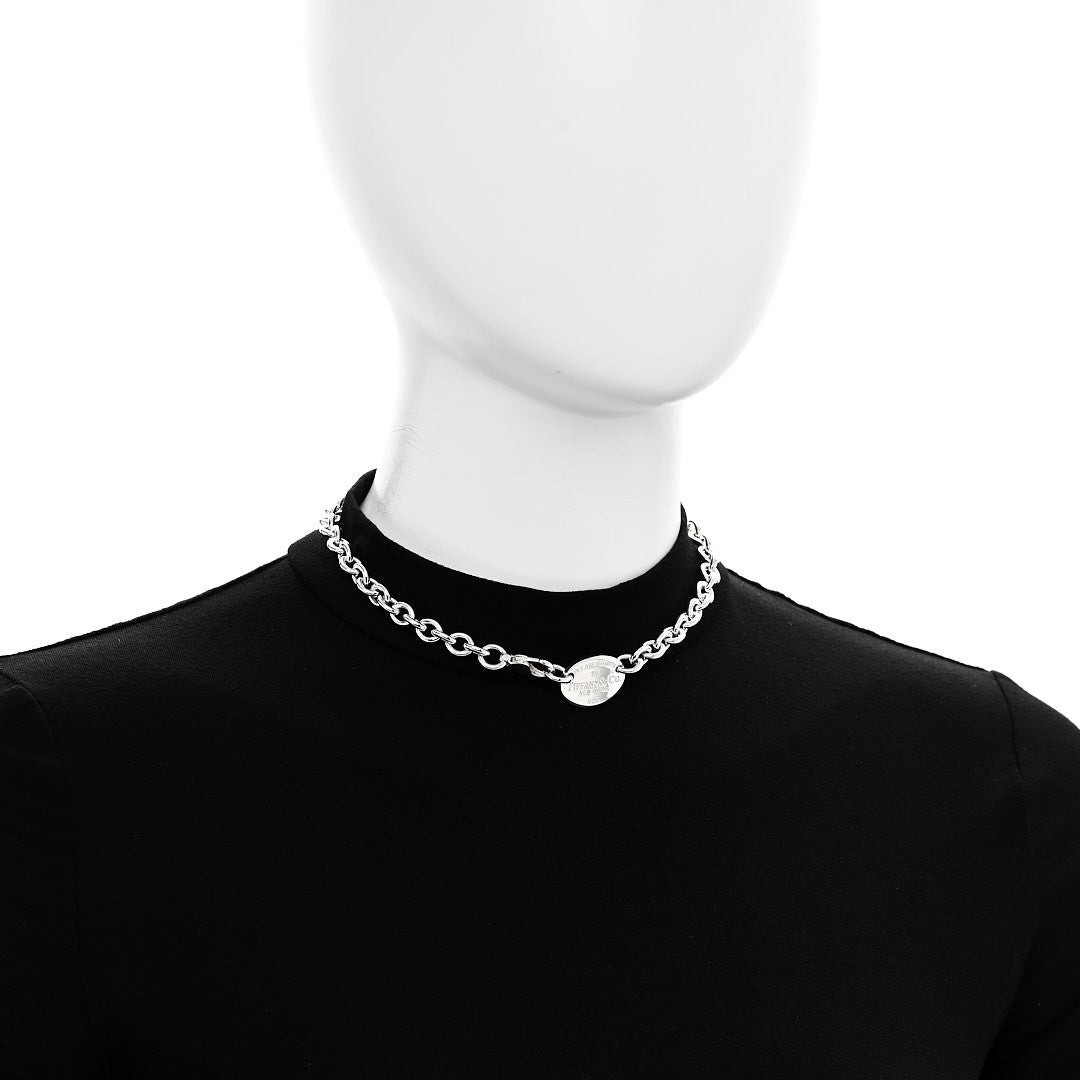 Tiffany Sterling Silver Return to Tiffany Oval Tag Choker Necklace 2 of 4
