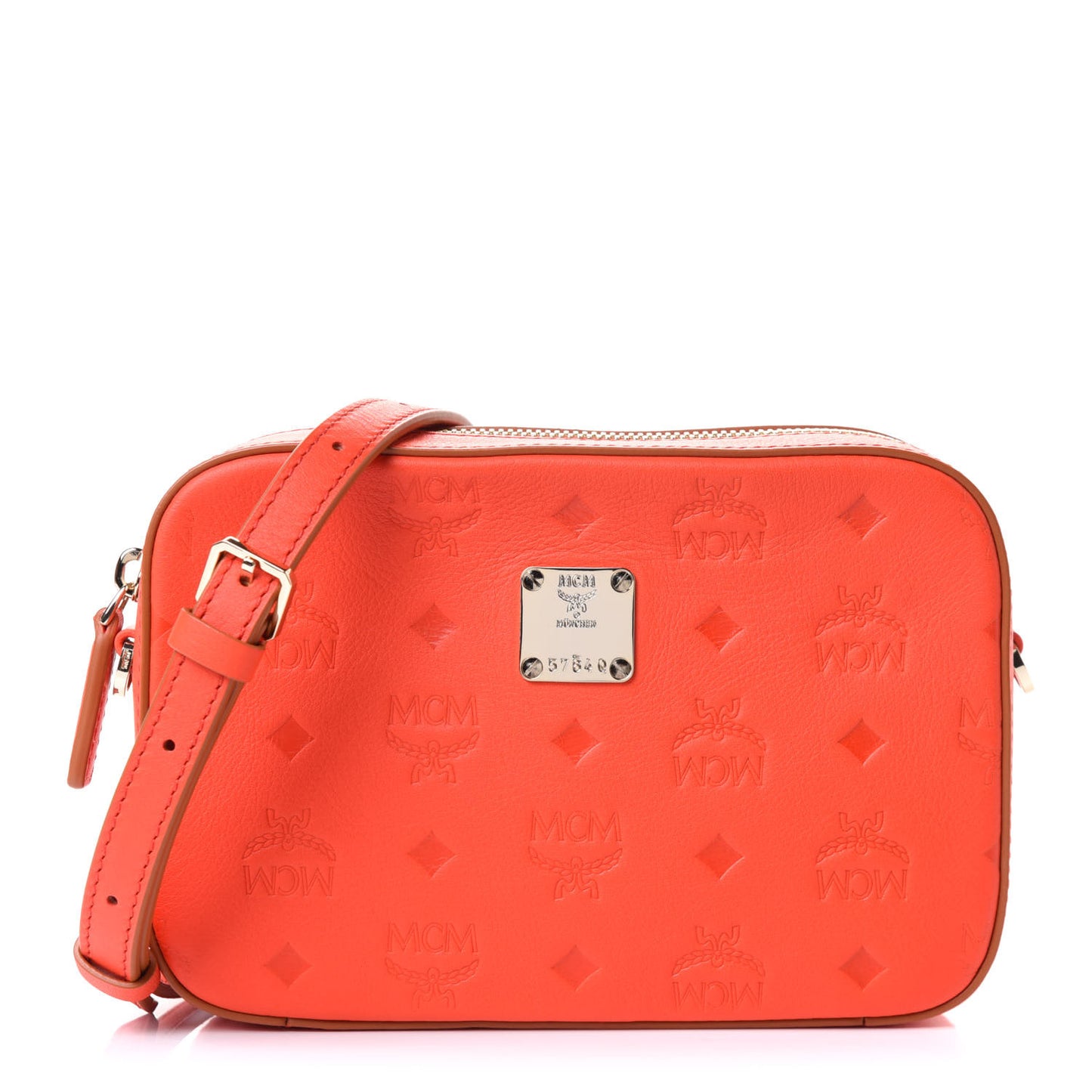 Calfskin Ottomar Monogram Klara Crossbody Bag Hot Coral