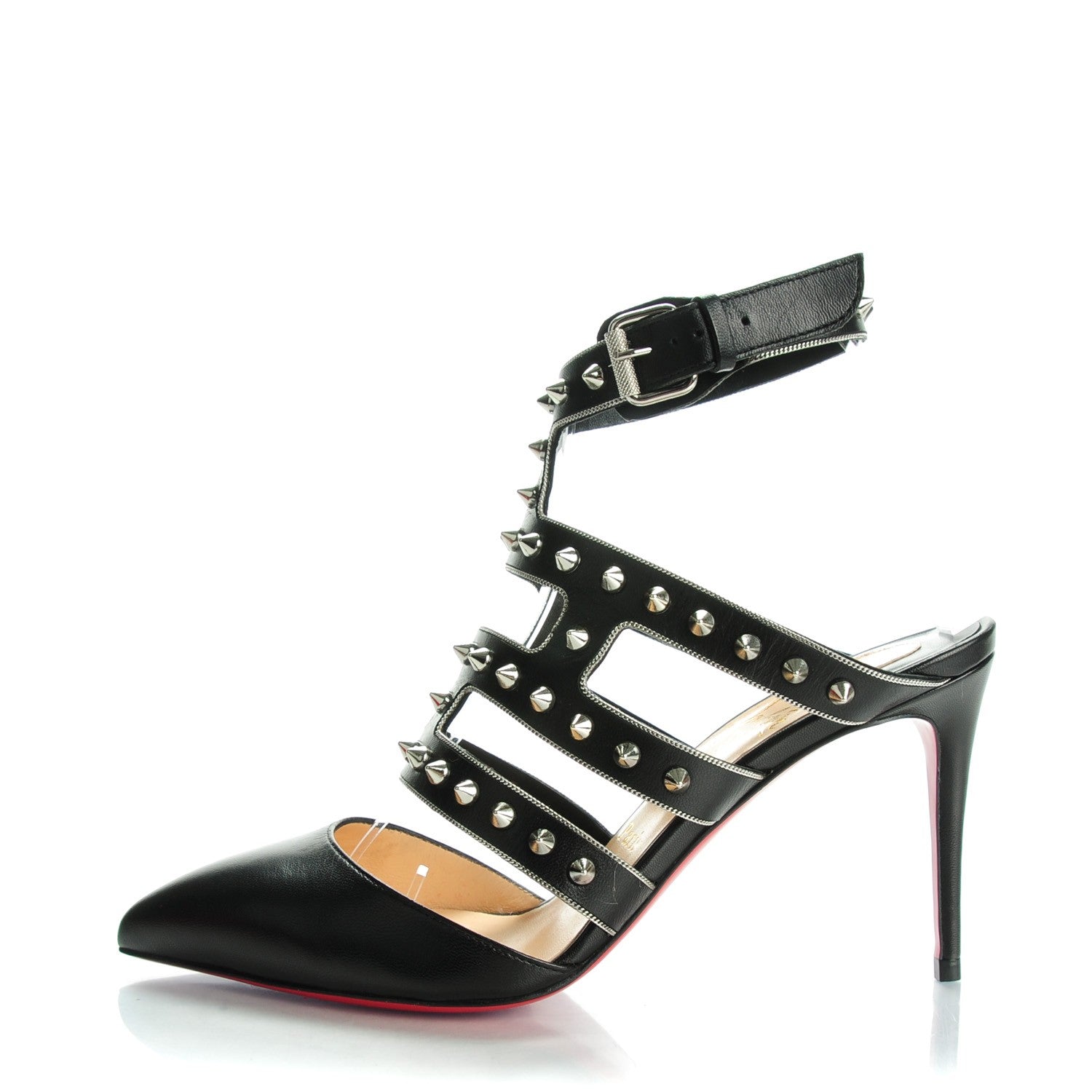 Christian Louboutin Kid Tchicaboum 85 Pumps 36.5 Black Silver 1 of 8