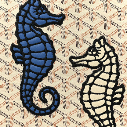 Goyard Goyardine Embroidered Seahorse Reversible Anjou PM Sand 10 of 14