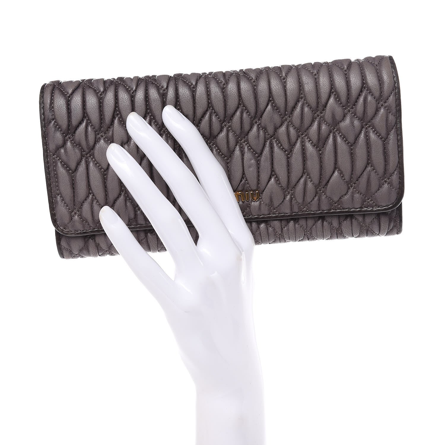 Miu Miu Nappa Matelasse Flap Wallet Argilla 2 of 12