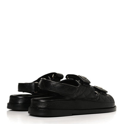 Chanel Grained Calfskin Velcro Dad Sandals 38 Black 4 of 11