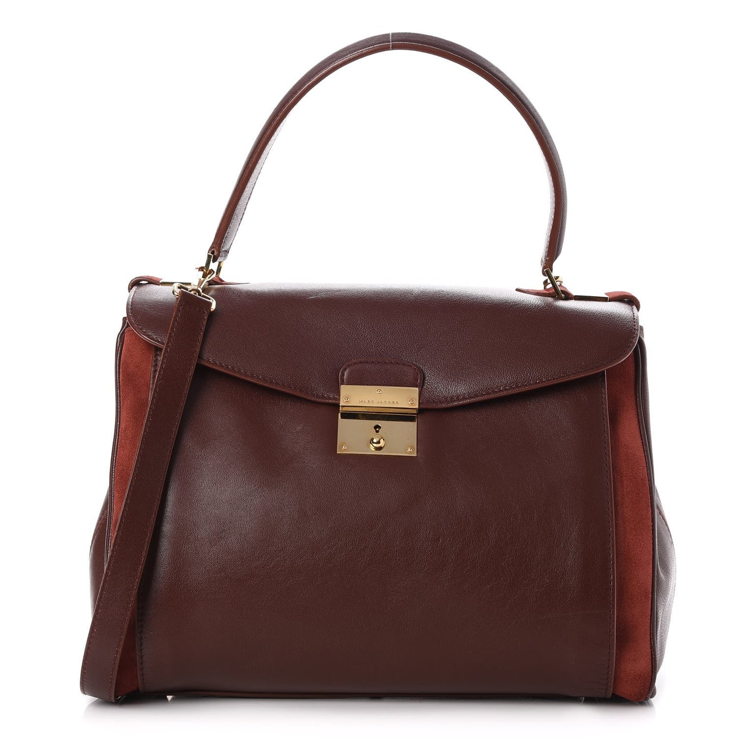 Smooth Calfskin Suede Metropolitan Flap Bag Chestnut Pale Gold