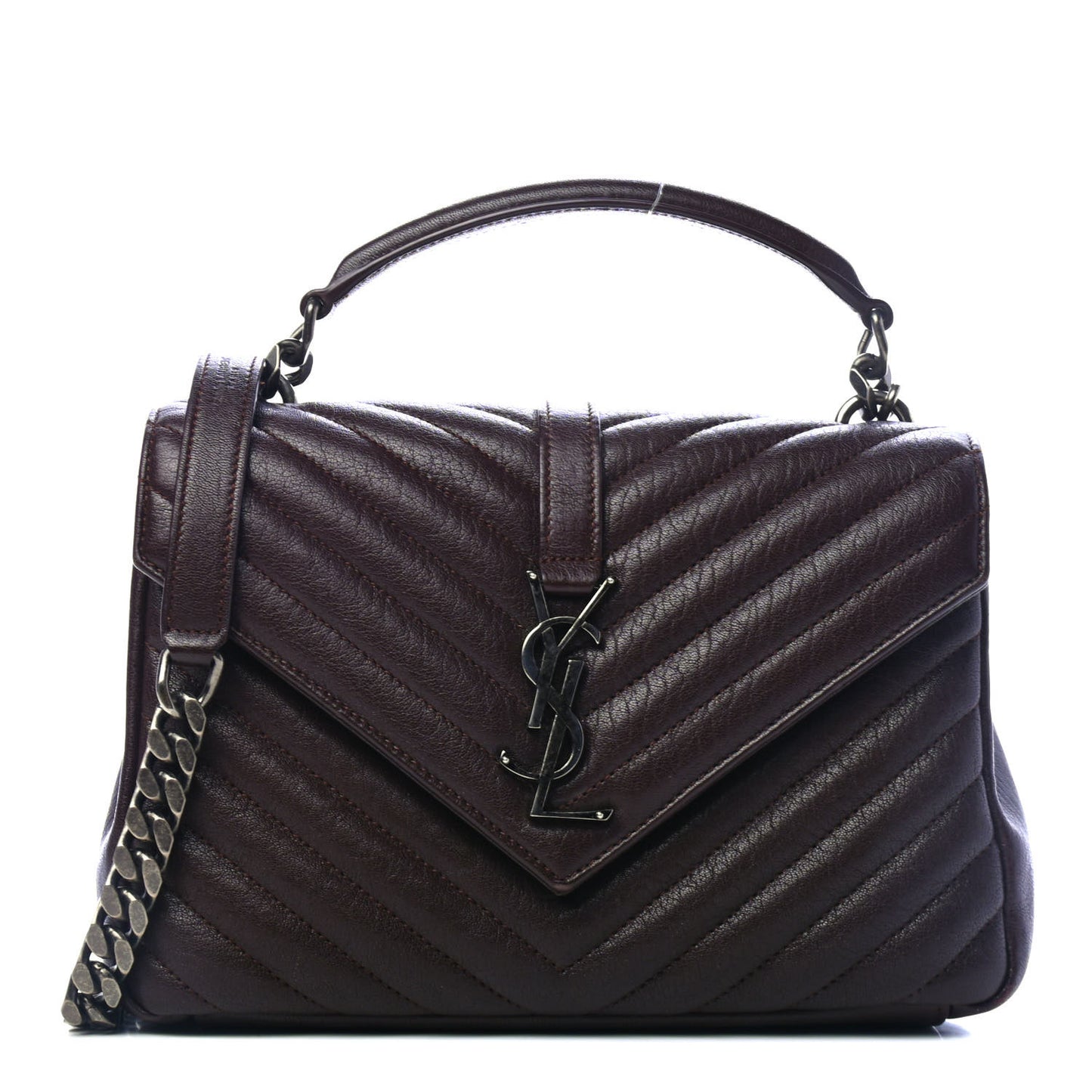 Sheepskin Matelasse Chevron Monogram Medium College Bag Black Tulip
