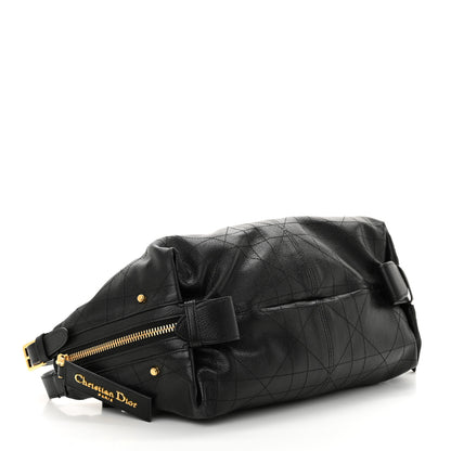 Christian Dior Shiny Grained Calfskin Macrocannage Medium D-Journey Bag Black 4 of 10