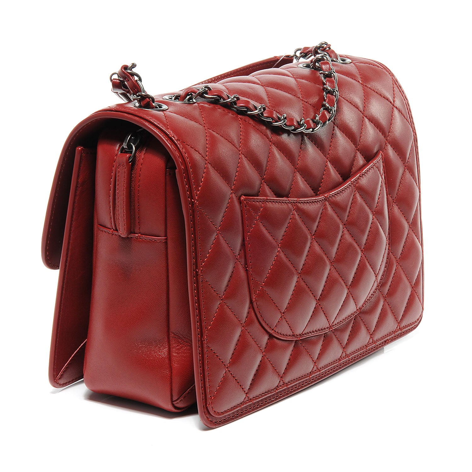 Chanel Lambskin Quilted Citizen Zip Large Flap Dark Red 3 of 8