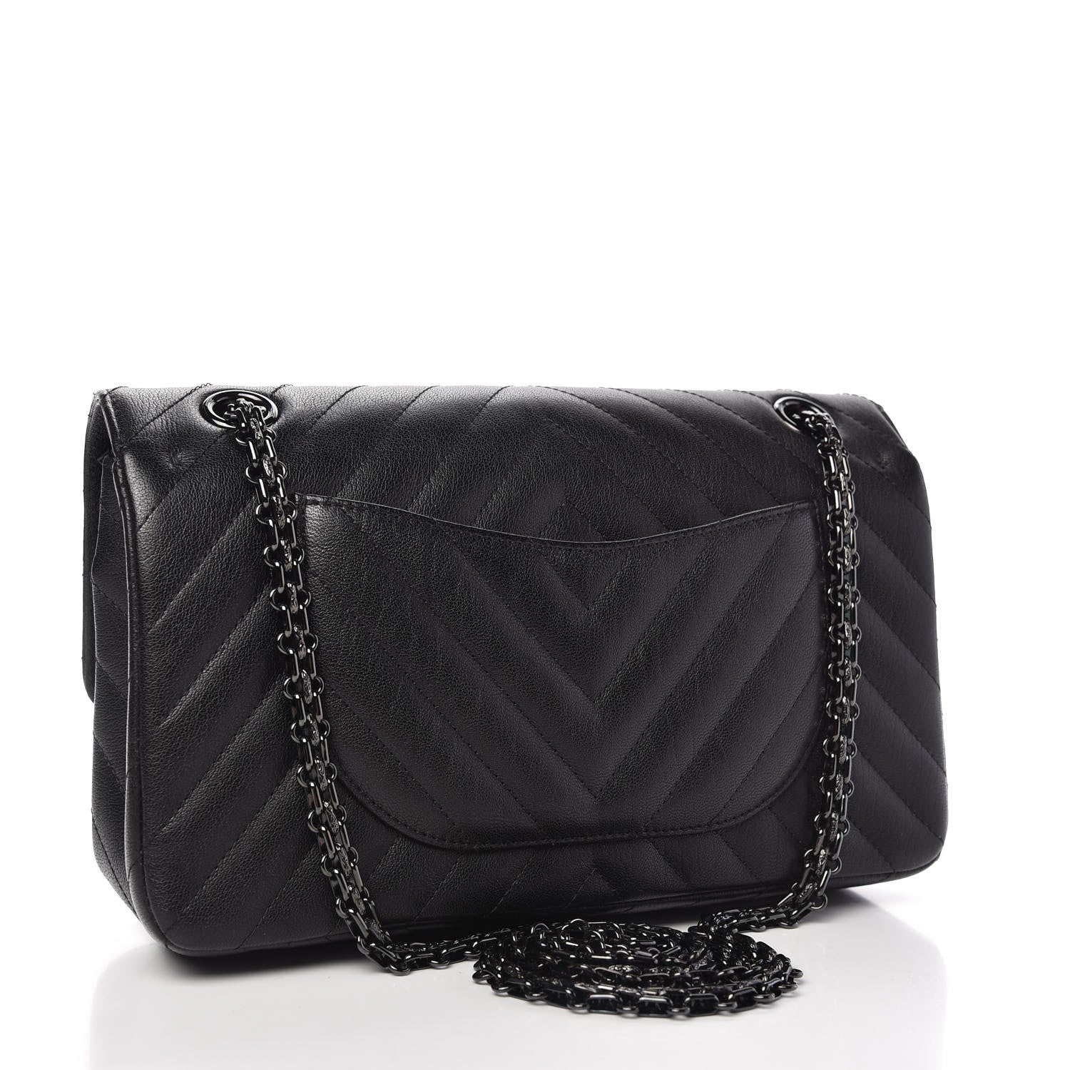 Chanel Sheepskin Chevron Quilted 2.55 Reissue 225 Double Flap So Black 4 of 12