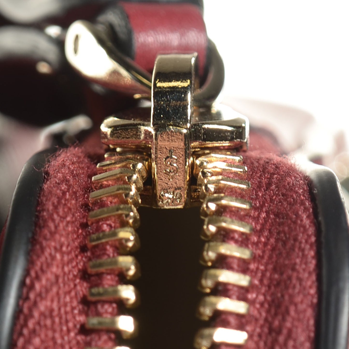 Vitello Rockstud Double Zip Compartment Crossbody Bag Burgundy