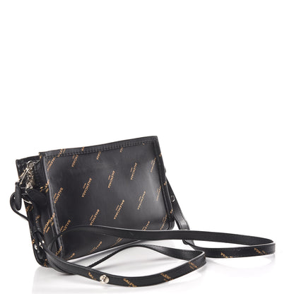Balenciaga Calfskin Allover Logo Bazar Pochette Crossbody Black Gold 3 of 11