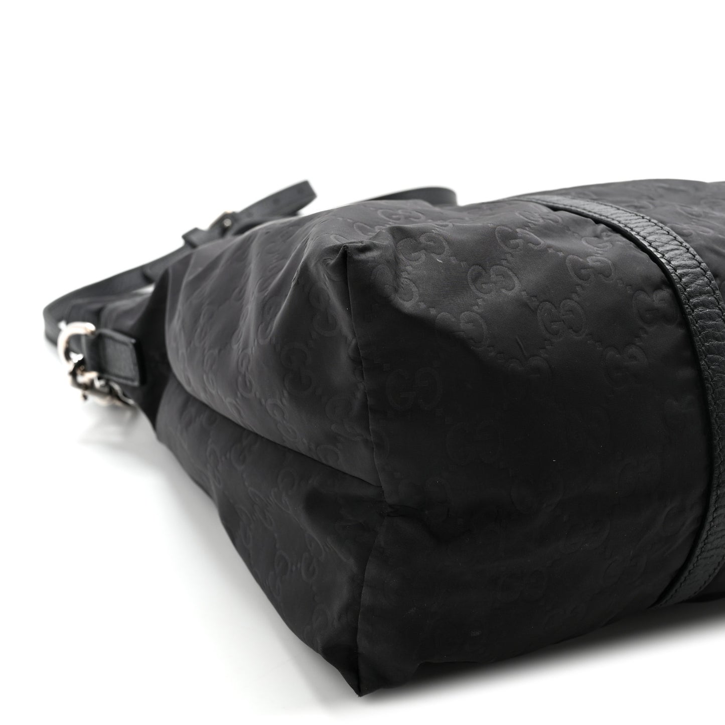 Nylon Monogram Dollar Calfskin Tote Black