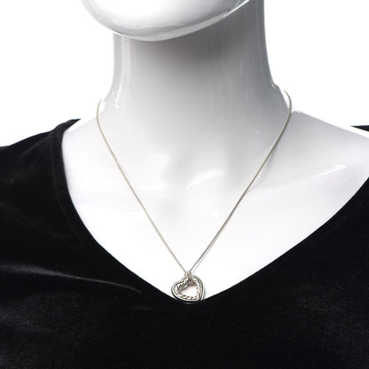 David Yurman Sterling Silver 18K Yellow Gold Open Heart Cable Necklace 2 of 6