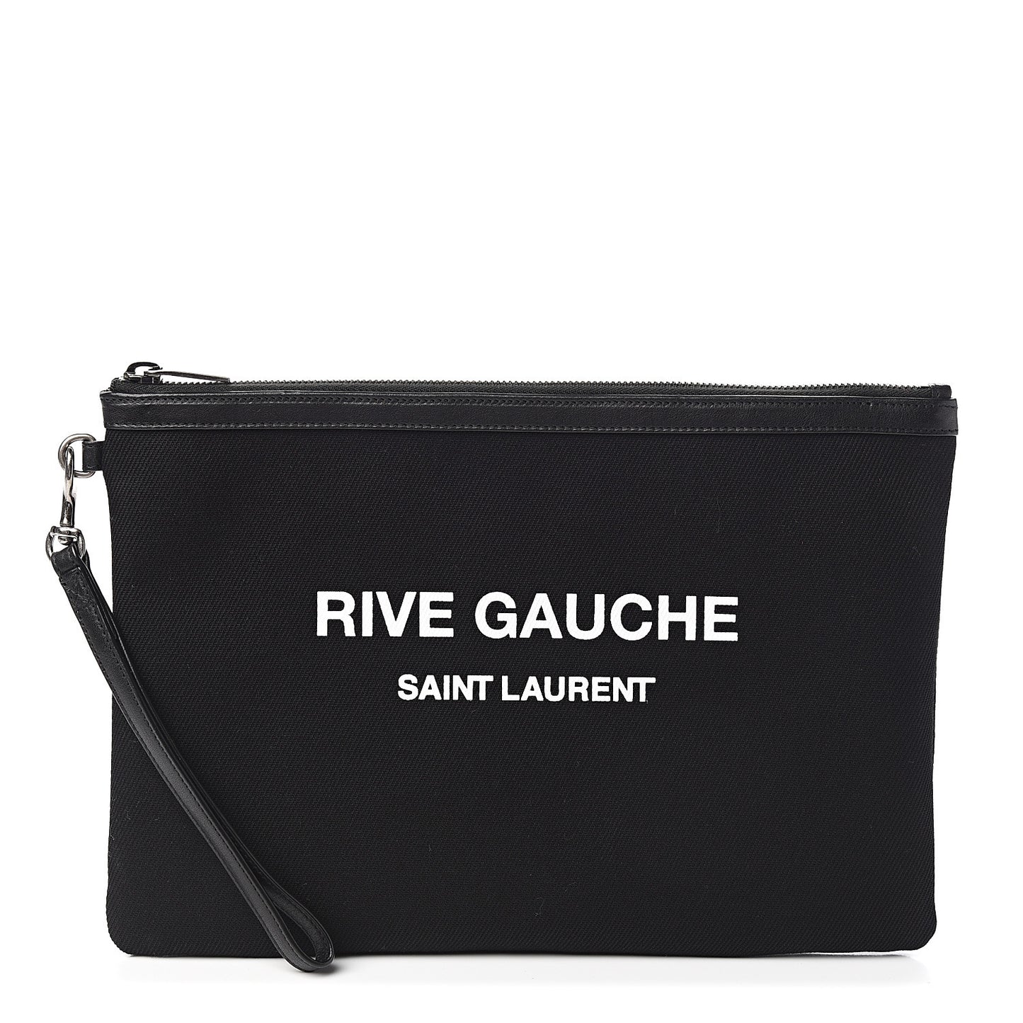 Linen Canvas Rive Gouche Zipped Pouch Black