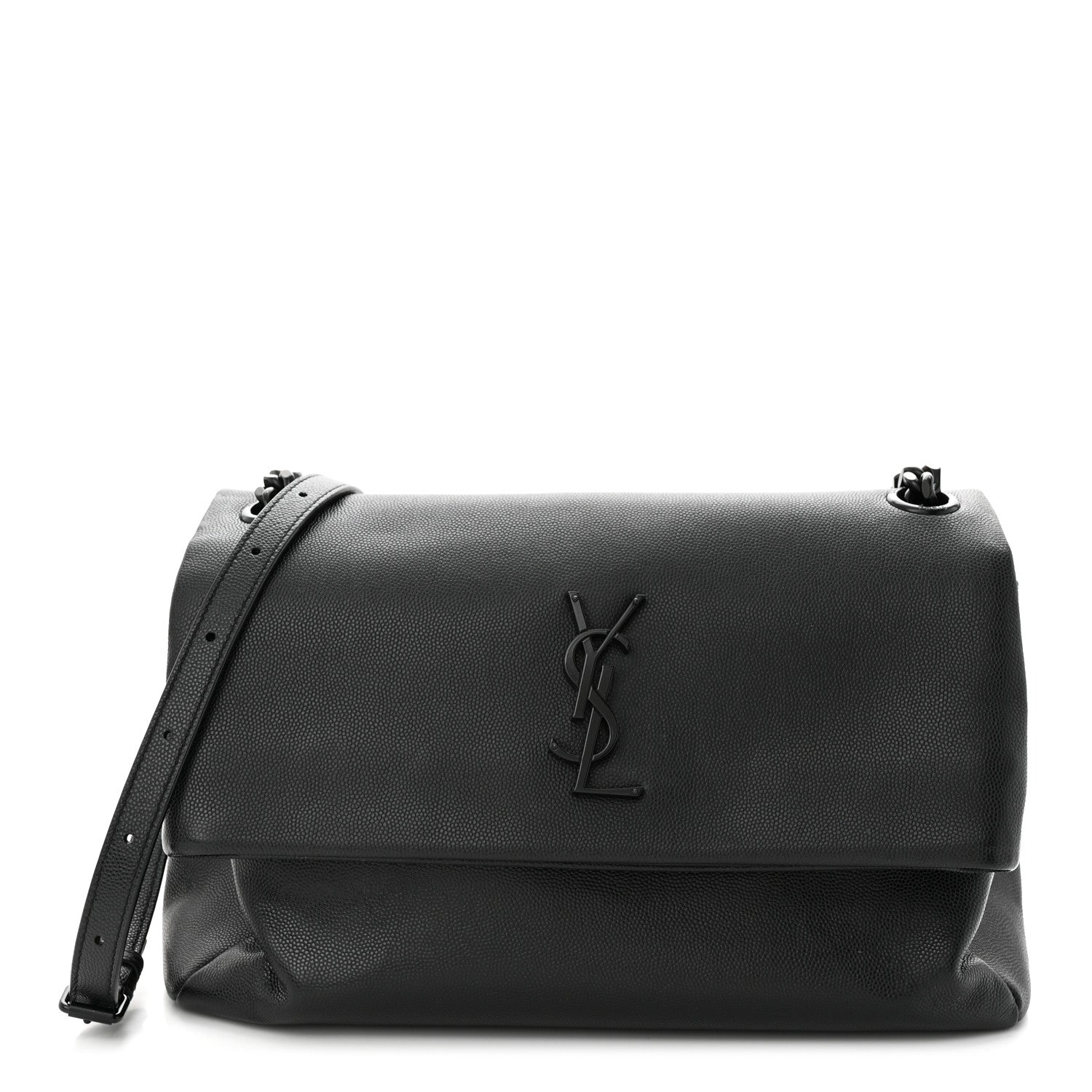 Saint Laurent Grain De Poudre Medium West Hollywood Monogram Fold-Over Black 1 of 11