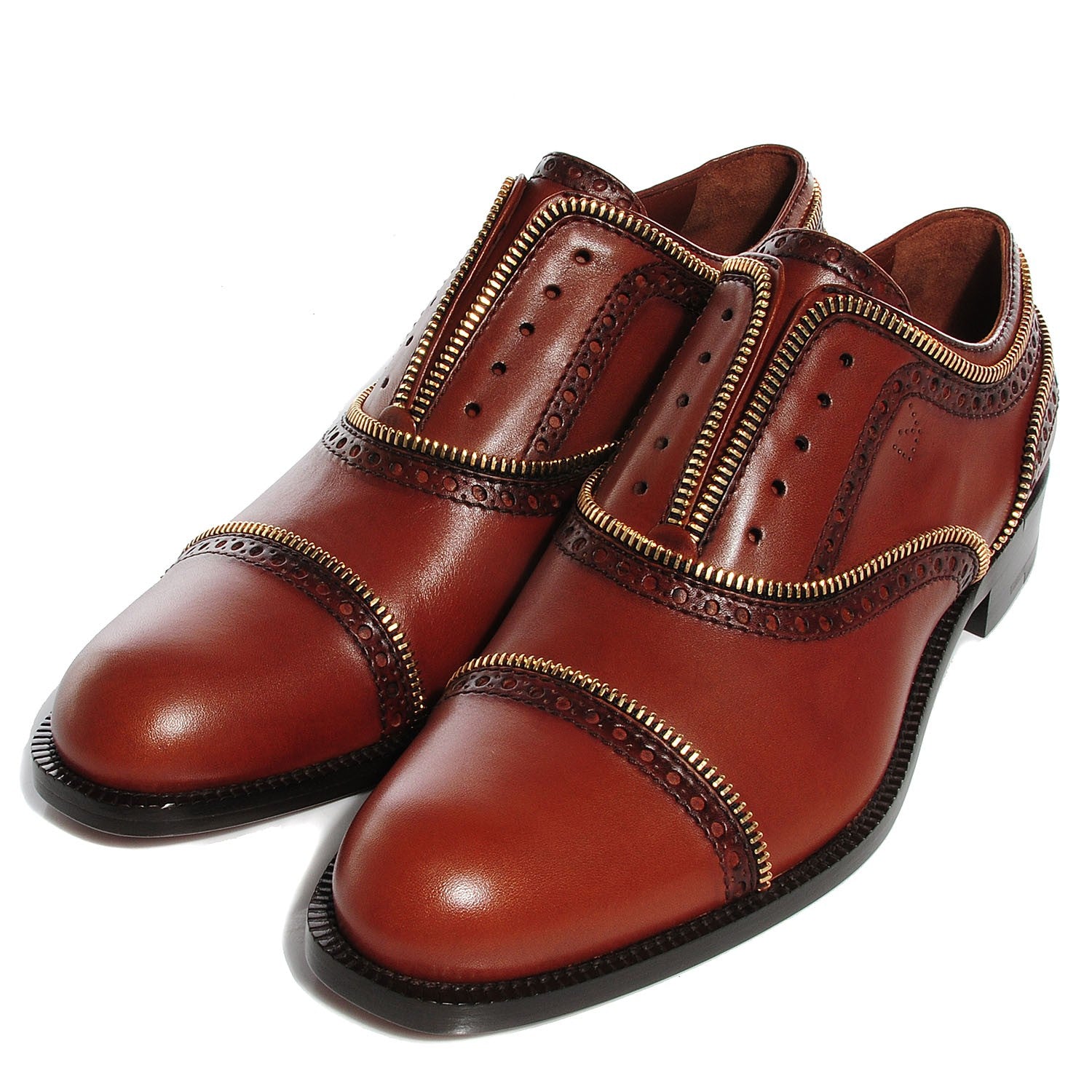 Louis Vuitton Calfskin Tomboy Richelieu Oxford Flats 37.5 Cognac 3 of 8