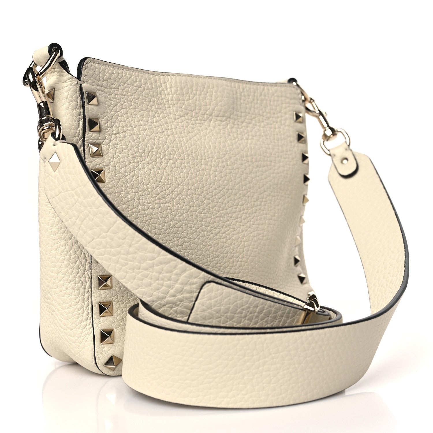 Valentino Garavani Pebbled Calfskin Mini Rockstud Flip-Lock Messenger Bag Light Ivory 3 of 8