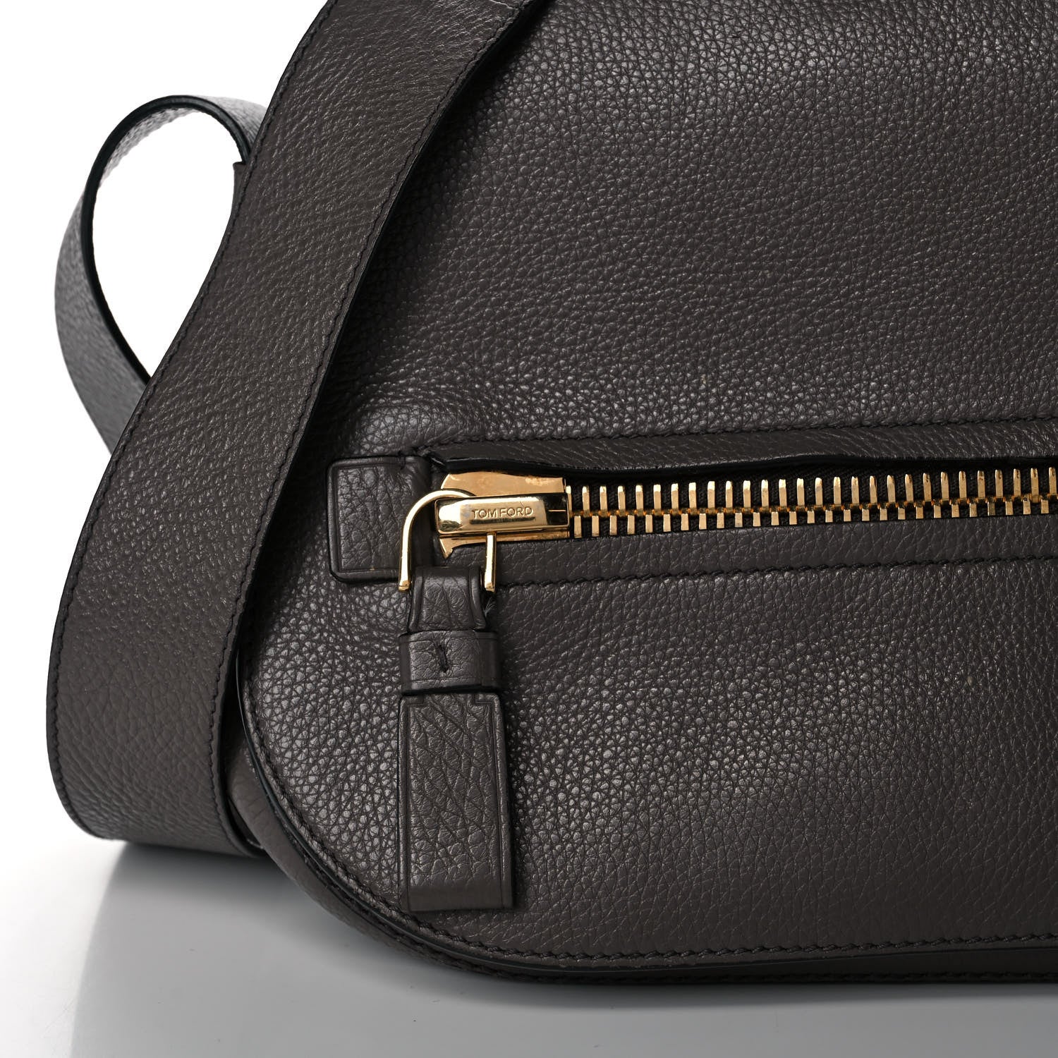 Tom Ford Grained Calfskin Soft Jennifer Saddle Bag Graphite 6 of 13