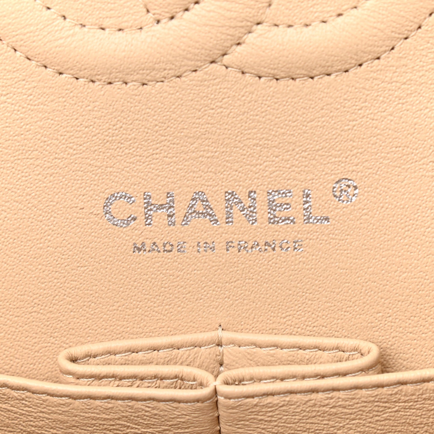 Caviar Quilted Medium Double Flap Beige