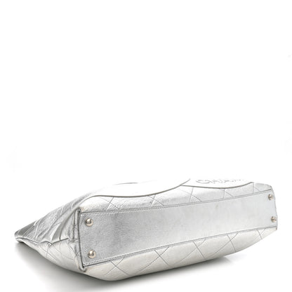 Chanel Metallic Calfskin Stitched CC Club Monaco Tote Silver 4 of 12