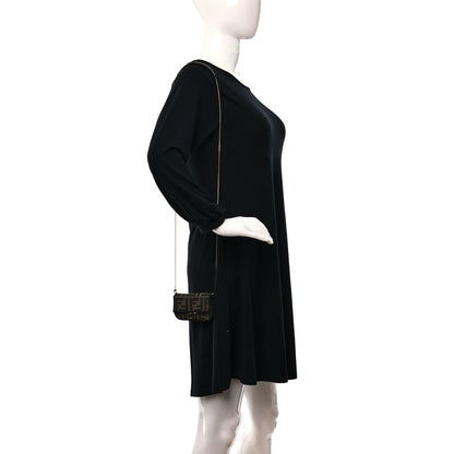Fendi Fabric Jacquard FF 1974 Nano Baguette Charm Tobacco Moro Black 3 of 8