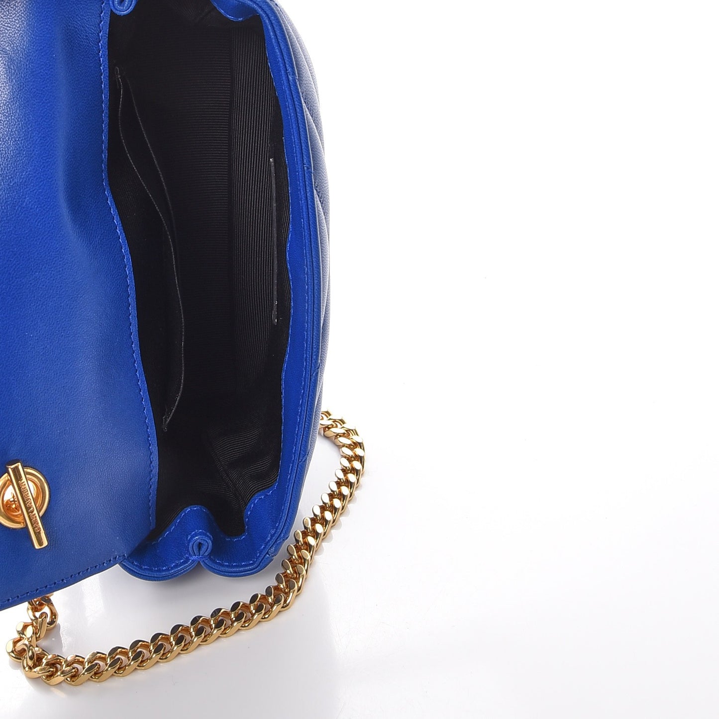 Sheepskin Matelasse Chevron Monogram Classic Baby Chain Bag Blue Majorelle