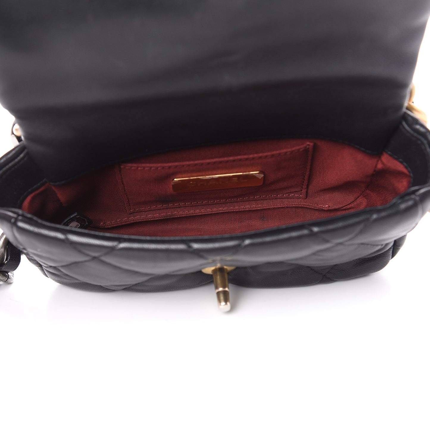 Lambskin Quilted Chanel 19 Waist Bag Black