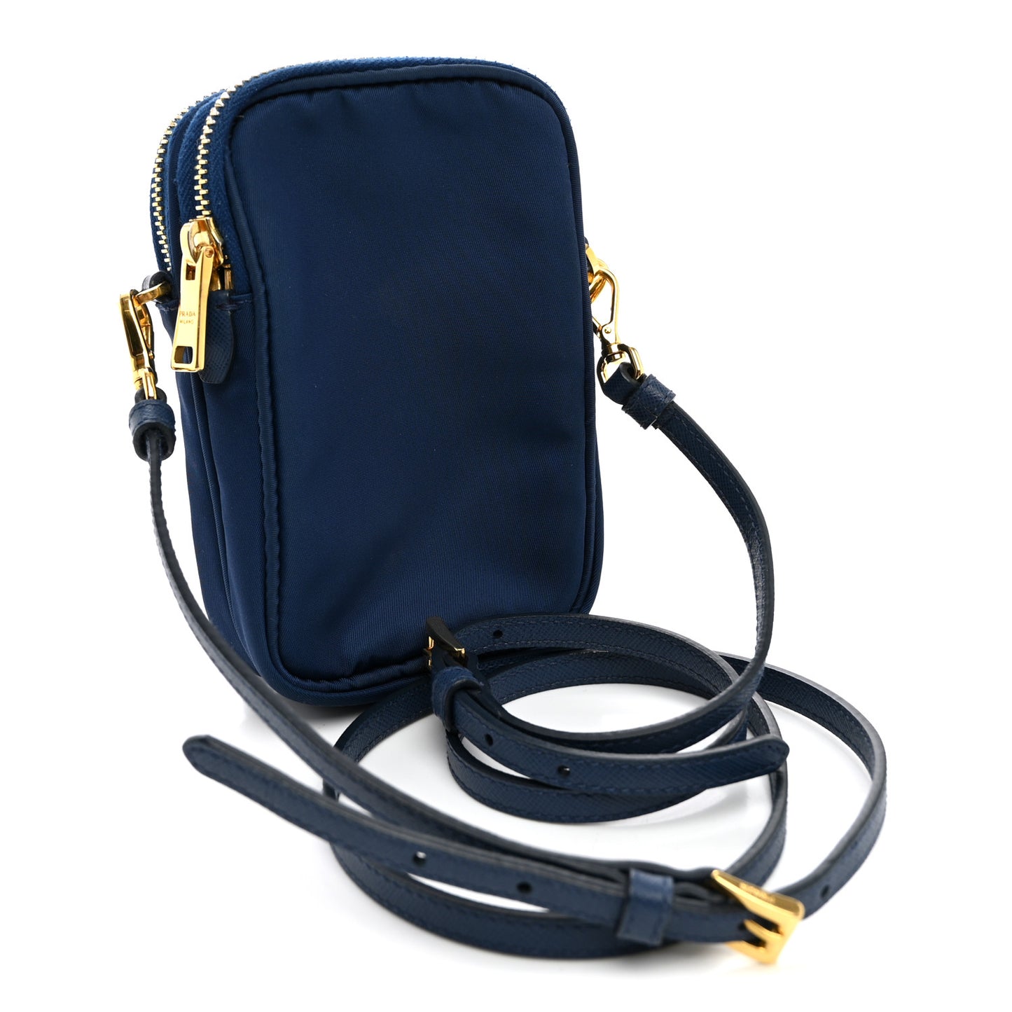 Tessuto Nylon Double Zip Phone Case Crossbody Bag Royal