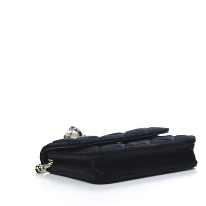 Chanel Velvet Quilted Pearl Crush Clutch With Chain Black 6 of 12