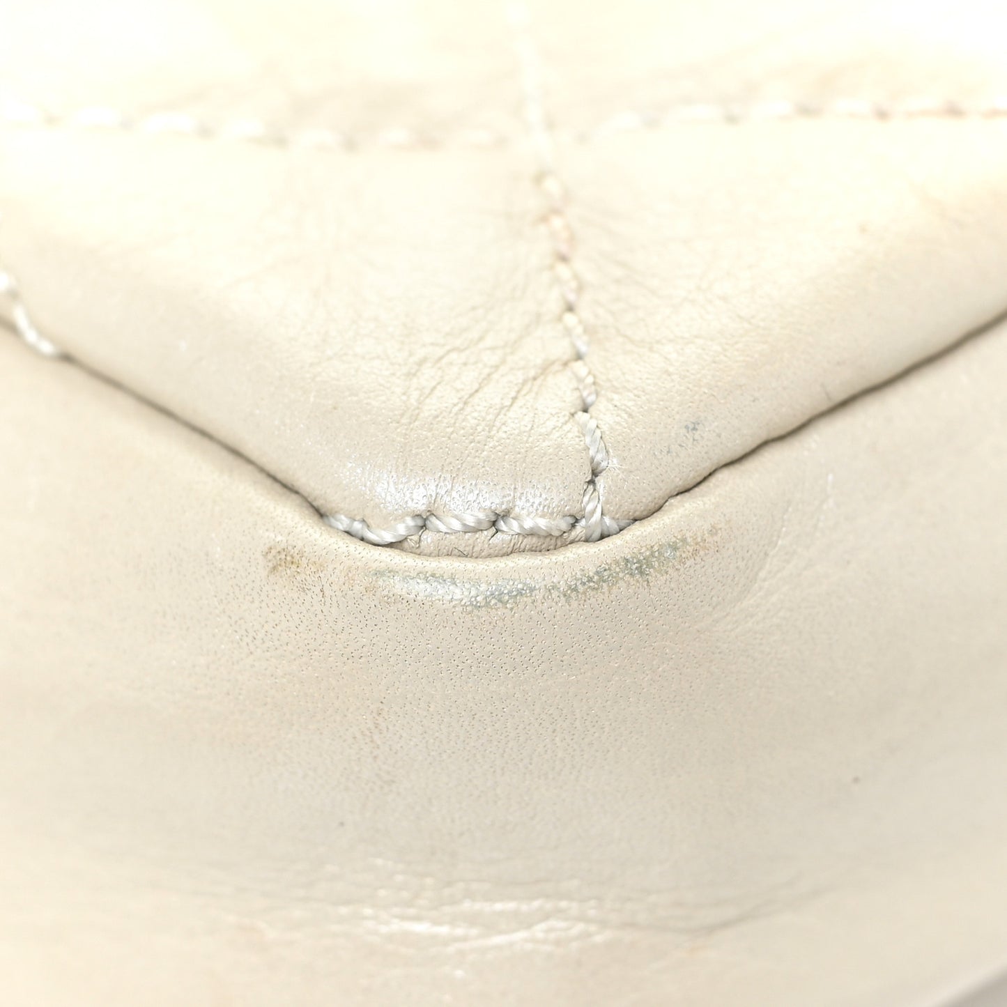 Aged Calfskin Quilted Cotton Club Pochette White