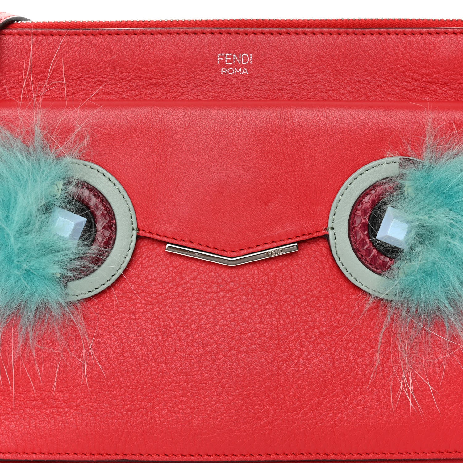 Fendi Vitello Dolce Fox Elaphe Ayers Hypnoteyes Min 2Jours Pouch Papavero Turchese Multicolor 7 of 10