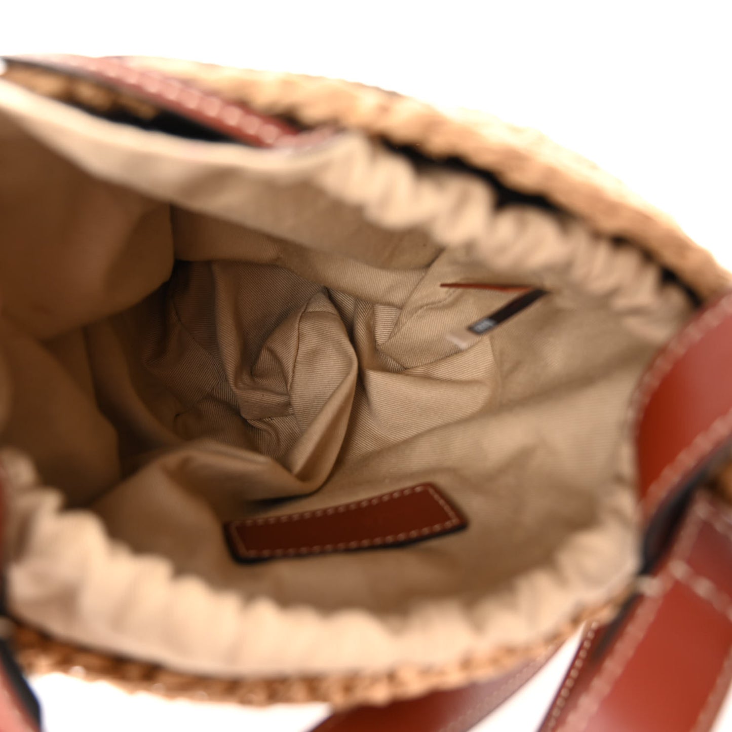 X MIFUKO Raffia Calfskin Basket Shoulder Bag Brown