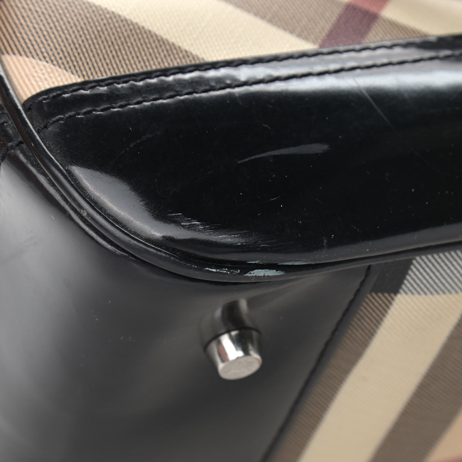Burberry Supernova Check Patent Bowling Bag Black 16 of 19