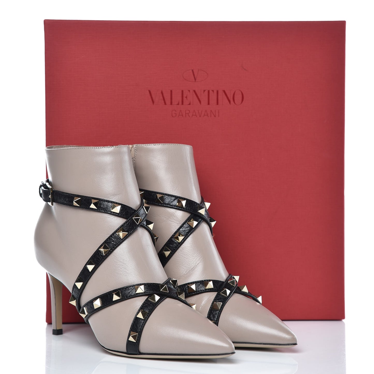Nappa Rockstud Ankle Boots 38 Poudre